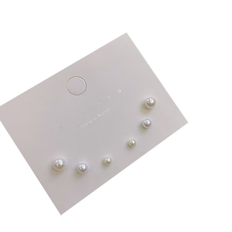 Gentle Perfect Circle Pearl Earings Mini Temperament Simple Rings