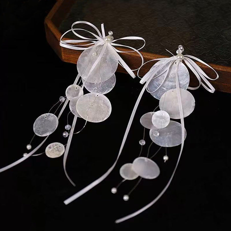 Minority Unique Super Fairy Design Round Mirror Shell Stud Earrings