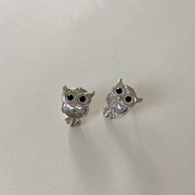 Fashion Owl Animal Color Zircon Personality Earrings