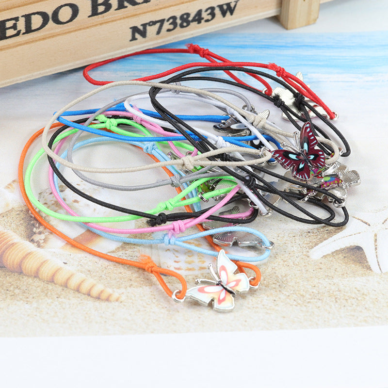 Colorful Butterfly Adjustable Filament Carrying Strap Bracelet