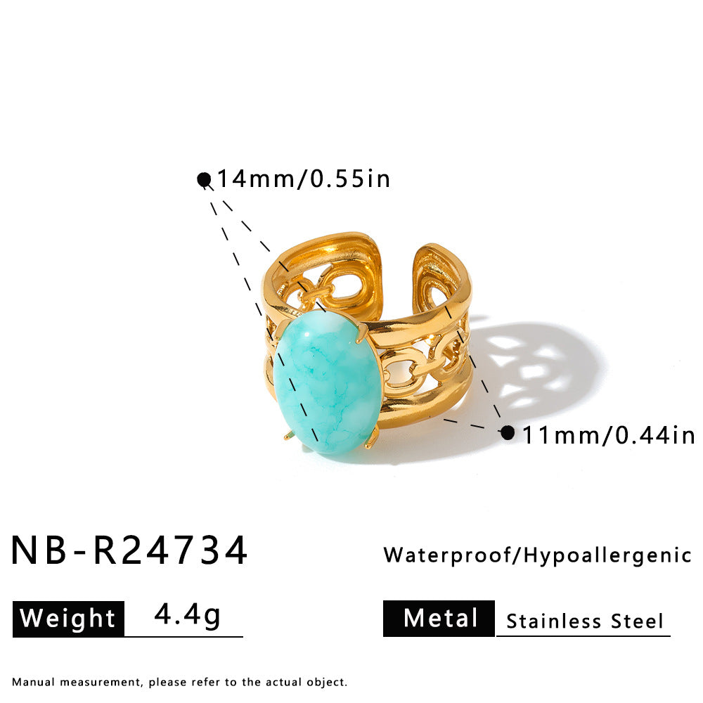Women's Steel With Natural Stone Fashion Geometry Ring