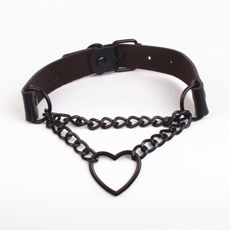 Chain Spade Heart Rivet Super Cool Collar
