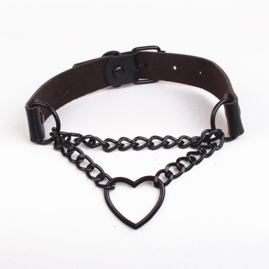 Chain Spade Heart Rivet Super Cool Collar