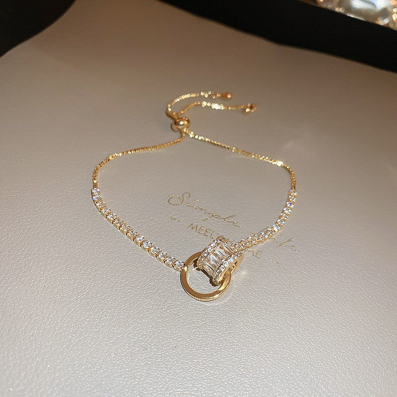 Women's Korean Geometric Round Zircon Light Luxury High-grade Stylish Simple Bracelets